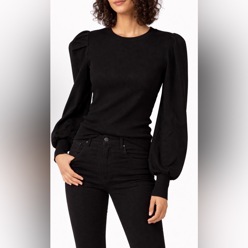 Elegant Black Puff Sleeve Top